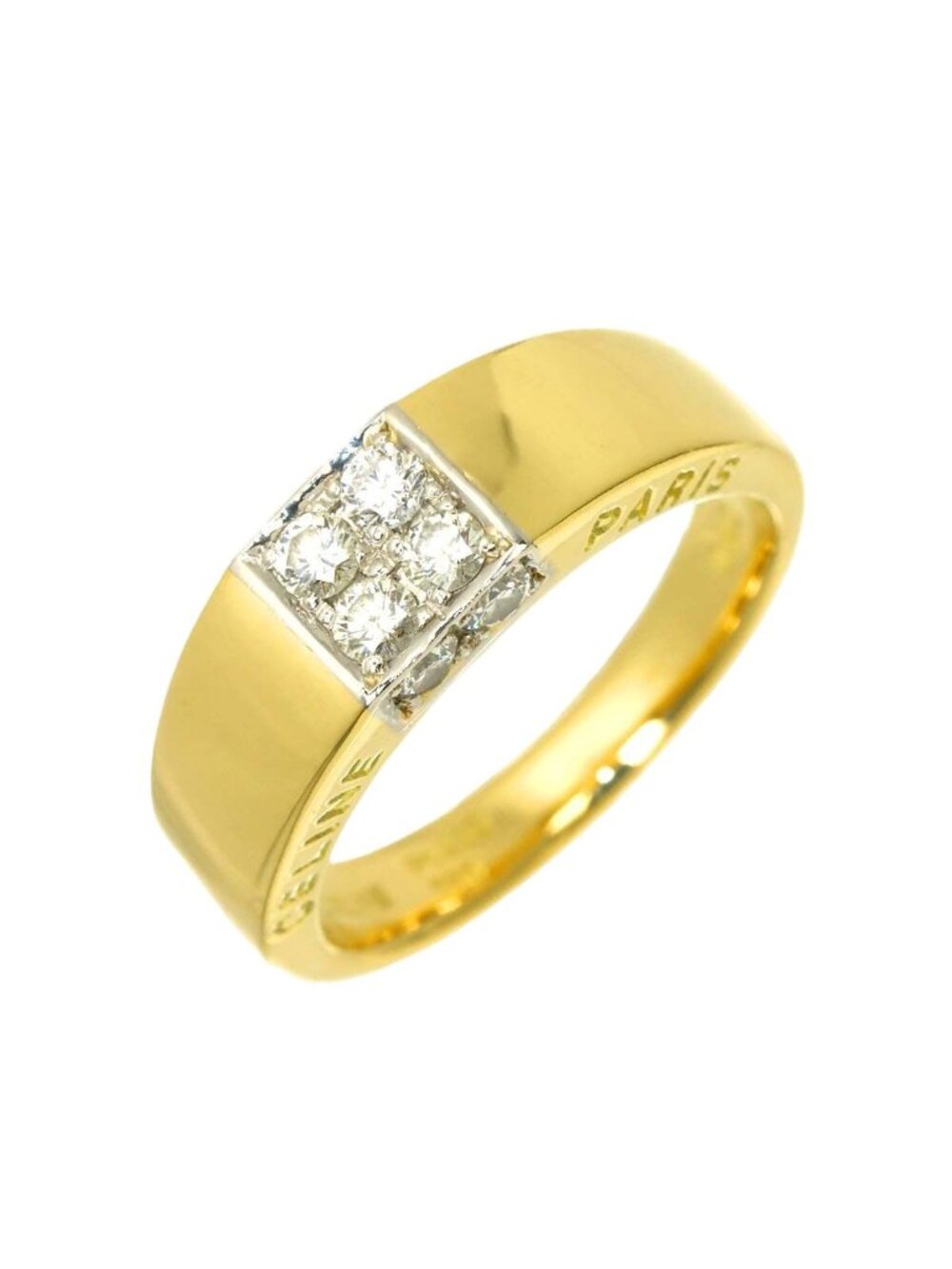 Celine Ring Diamond 18k Yellow Gold Platinum